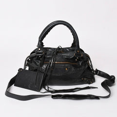 BALENCIAGA バレンシアガ Classic Town クラシック タウン 2WAYバッグ 240579 アリーナラムスキン ブラック 良品 中古 4a002746