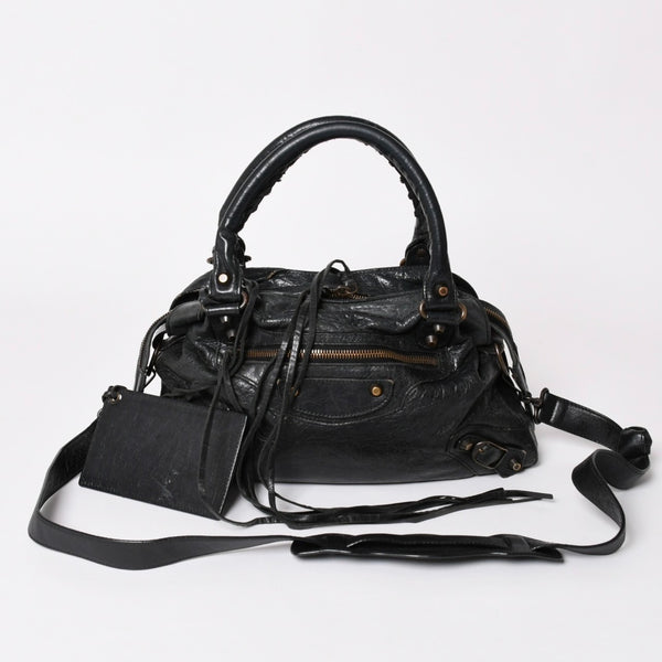 BALENCIAGA バレンシアガ Classic Town クラシック タウン 2WAYバッグ 240579 アリーナラムスキン ブラック 良品 中古 4a002746