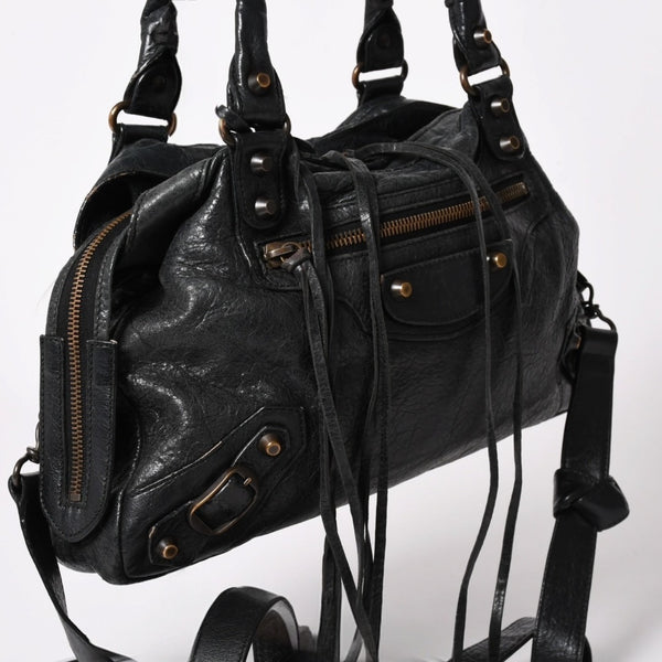BALENCIAGA バレンシアガ Classic Town クラシック タウン 2WAYバッグ 240579 アリーナラムスキン ブラック 良品 中古 4a002746