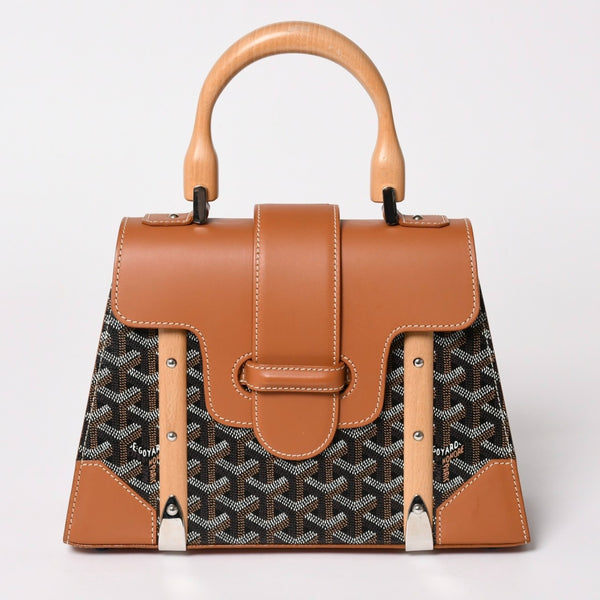 新品同様 Goyard ゴヤールサイゴンPM 2WAYショルダーバッグ ハンドバッグ ゴヤールディンキャンバス ブラウン ウッド 4a003083