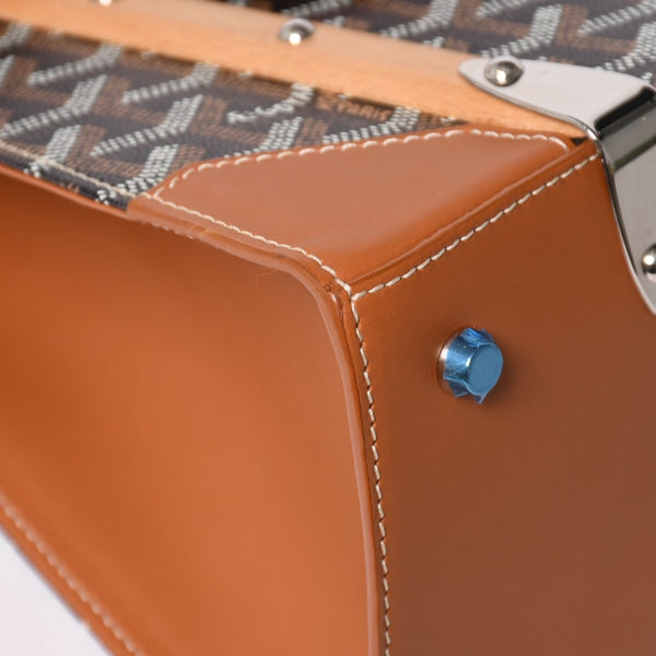 新品同様 Goyard ゴヤールサイゴンPM 2WAYショルダーバッグ ハンドバッグ ゴヤールディンキャンバス ブラウン ウッド 4a003083