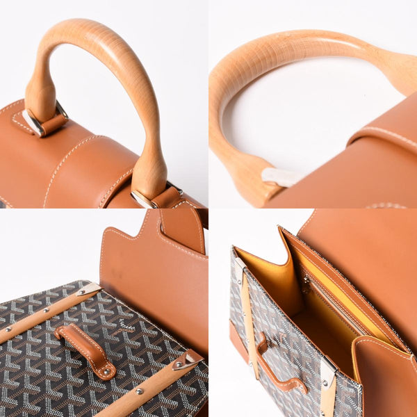 新品同様 Goyard ゴヤールサイゴンPM 2WAYショルダーバッグ ハンドバッグ ゴヤールディンキャンバス ブラウン ウッド 4a003083