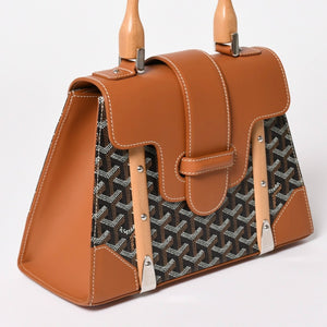 新品同様 Goyard ゴヤールサイゴンPM 2WAYショルダーバッグ ハンドバッグ ゴヤールディンキャンバス ブラウン ウッド 4a003083
