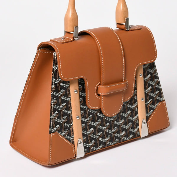 新品同様 Goyard ゴヤールサイゴンPM 2WAYショルダーバッグ ハンドバッグ ゴヤールディンキャンバス ブラウン ウッド 4a003083