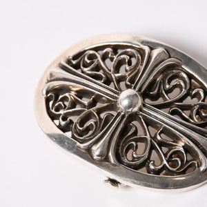 極美品 CHROME HEARTS クロムハーツ 1.5クラシック オーバルクロス バックル 重量約141.9g 1989/00 sterling刻印 シルバー925 中古 4a003121