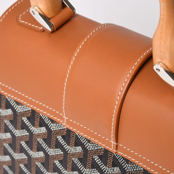 新品同様 Goyard ゴヤールサイゴンPM 2WAYショルダーバッグ ハンドバッグ ゴヤールディンキャンバス ブラウン ウッド 4a003083
