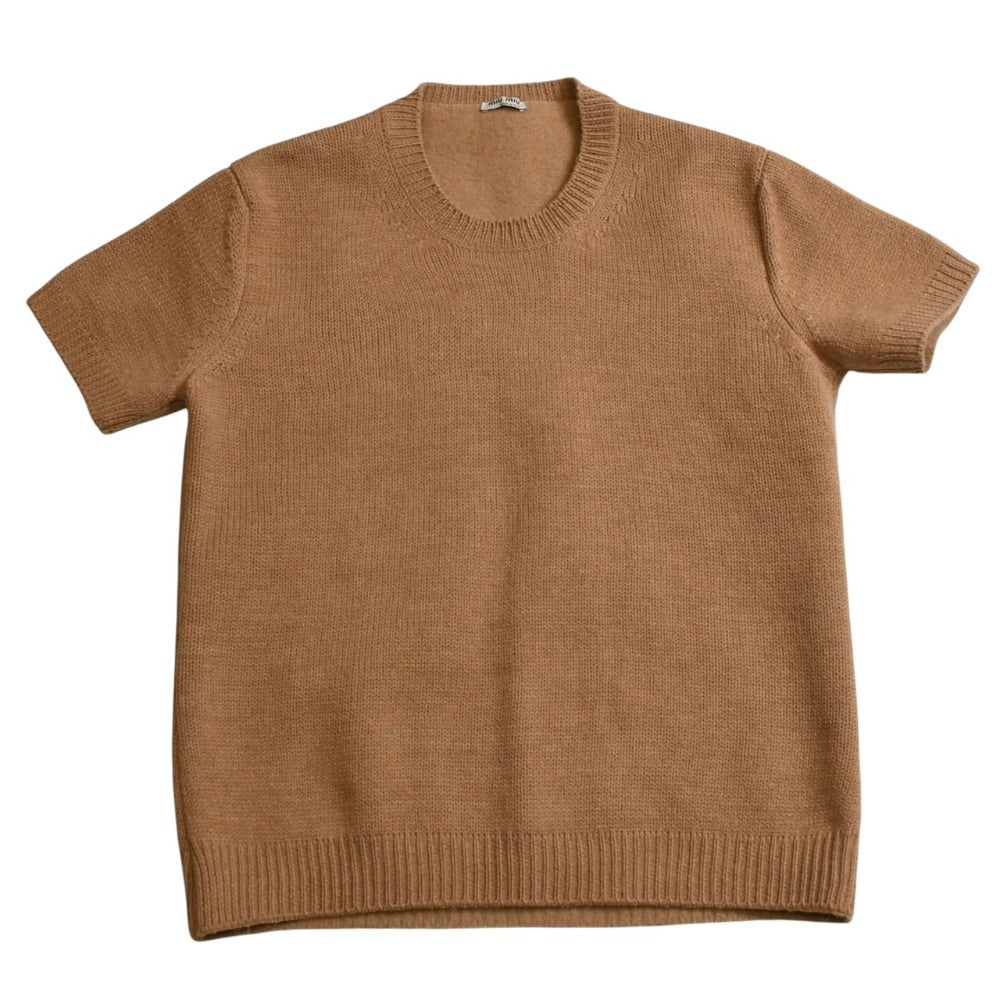 極美品 MIUMIU ミュウミュウ 半袖 Knit ニット ベージュ 0000ET - C2584 - 00009 サイズ42 中古 4a003190