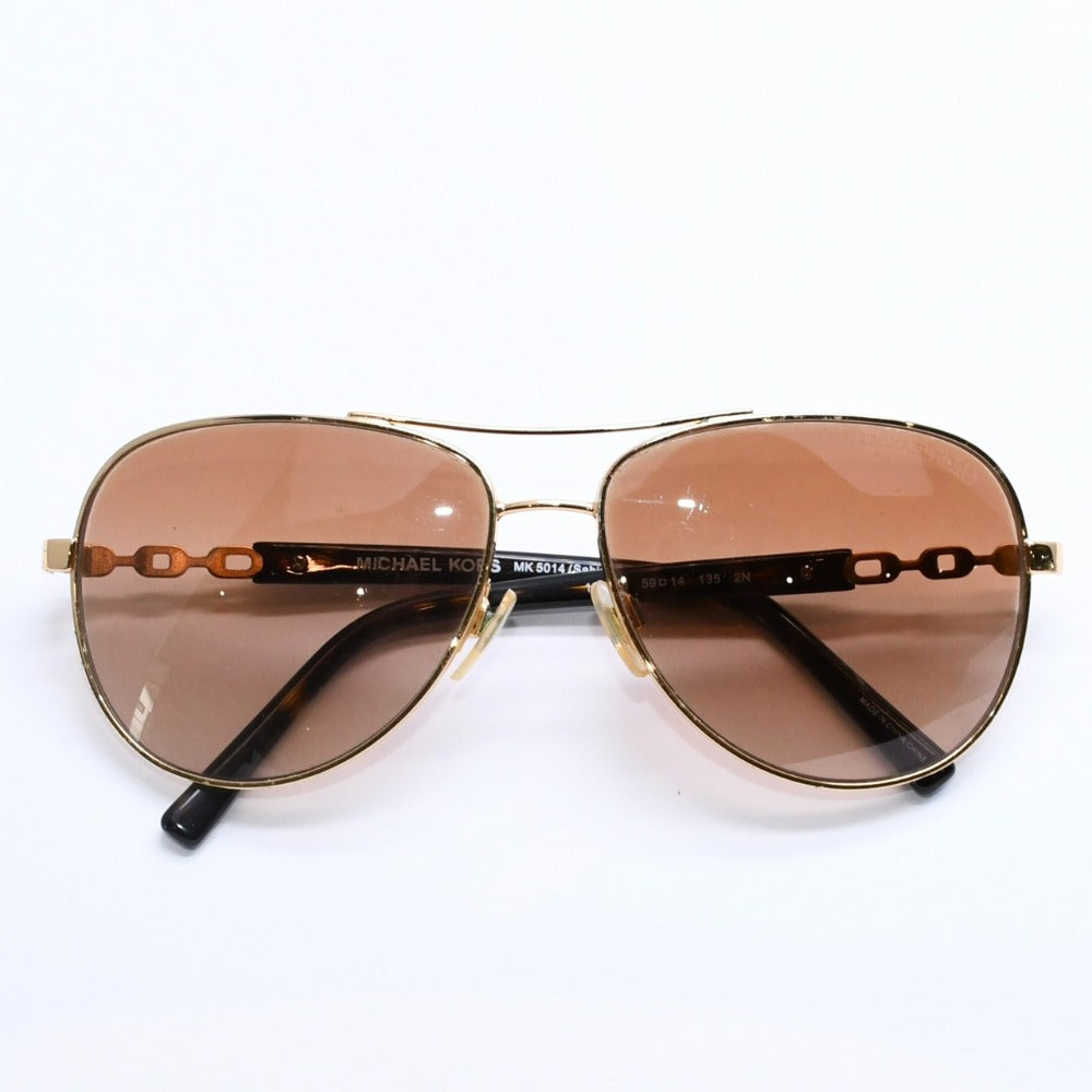 Michael Kors マイケルコース ティアドロップ サングラス アイウェア 102413 サイズ59□14 135 チェーンテンプル ブラウン 美品 中古 4a003016