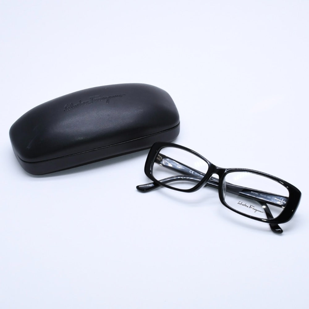 Salvatore Ferragamo サルヴァトーレ フェラガモ 伊達メガネ アイウェア SF2708A サイズ55□15 140 ブラック 美品 中古 4a003055