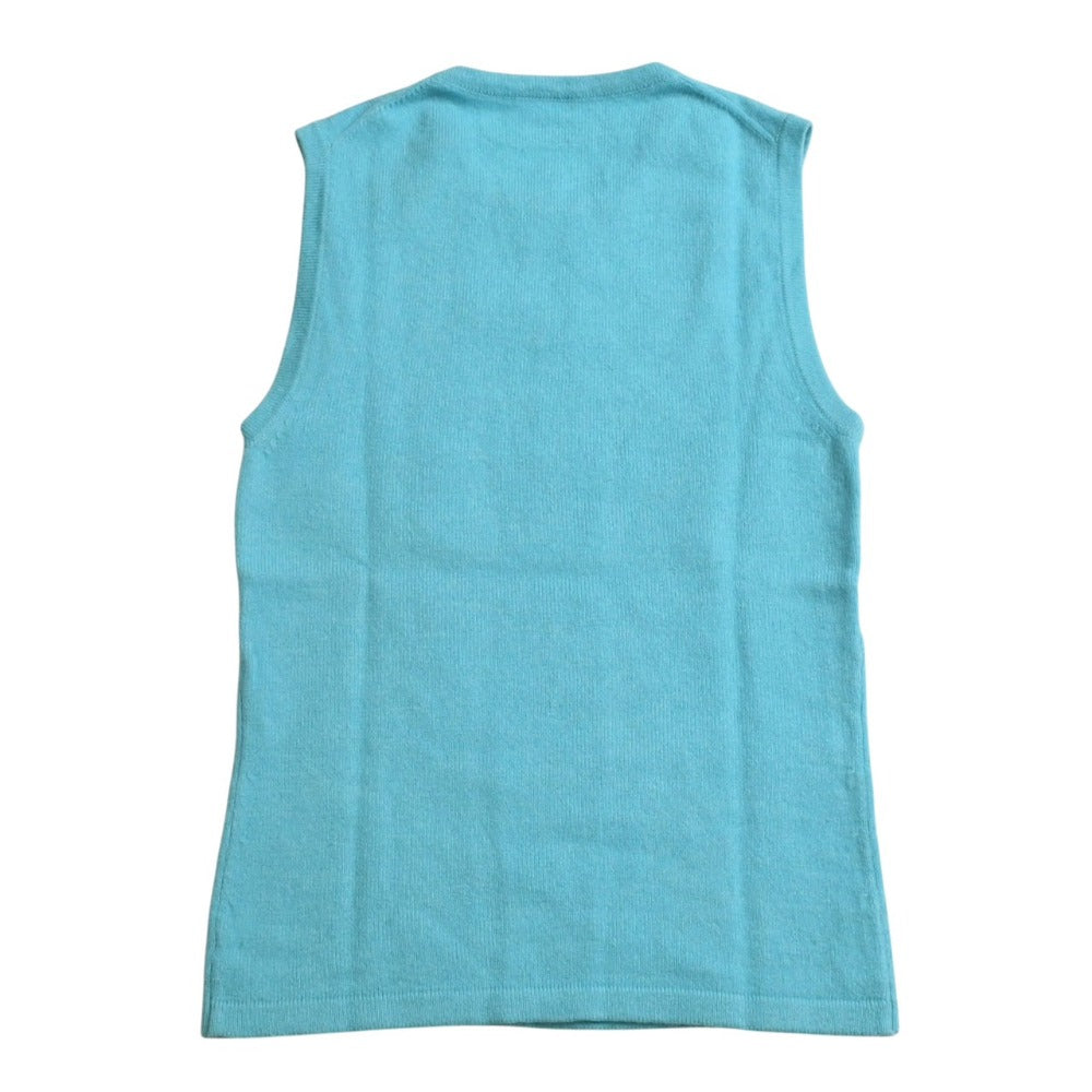 Very Good Condition MICHAEL KORS Sleeveless Rib Knit Tops Knit Vest Cashmere Turquoise Aqua Blue Crew Neck Specification XS Size Used 4a002677