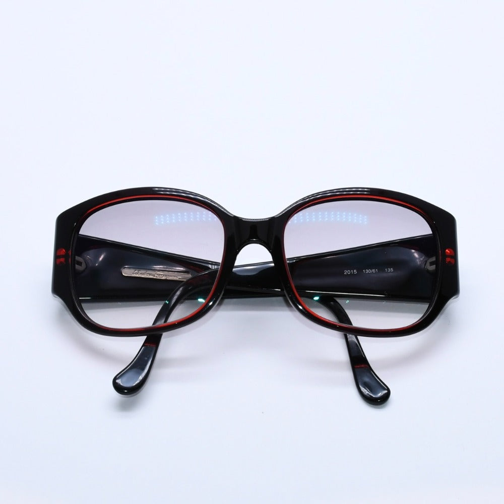 極美品 SALVATORE FERRAGAMO サルバトーレフェラガモ スクエアサングラス 130/61 ブラック ダークレッド バイカラー アイウェア メガネ 中古 4a003056