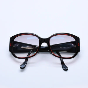 極美品 SALVATORE FERRAGAMO サルバトーレフェラガモ スクエアサングラス 130/61 ブラック ダークレッド バイカラー アイウェア メガネ 中古 4a003056