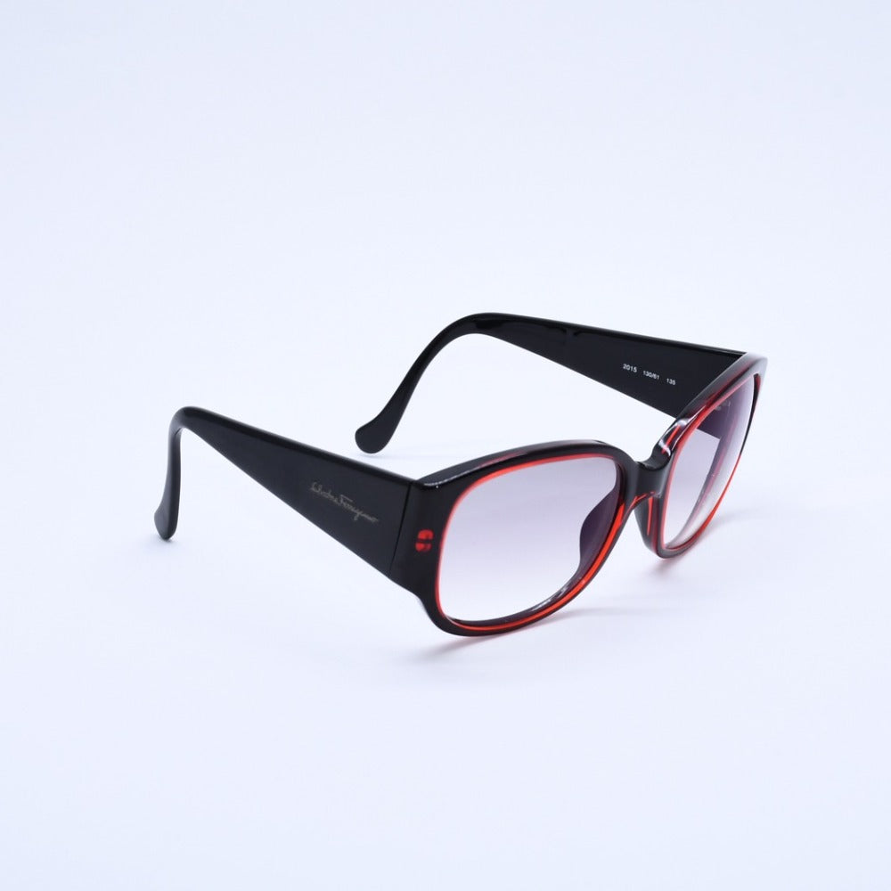 Very good condition SALVATORE FERRAGAMO Salvatore Ferragamo Square Sunglasses 130/61 Black Dark Red Bicolor Eyewear Glasses Used 4a003056