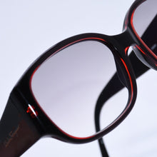 画像をギャラリービューアに読み込む, 極美品 SALVATORE FERRAGAMO サルバトーレフェラガモ スクエアサングラス 130/61 ブラック ダークレッド バイカラー アイウェア メガネ 中古 4a003056