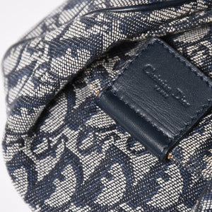 Christian Dior クリスチャンディオール ハンドバッグ トロッター ネイビー 総柄 コットンキャンバス ガリアーノ期 ジャガード織り 美品 中古 4a002925