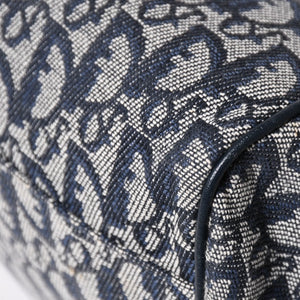 Christian Dior クリスチャンディオール ハンドバッグ トロッター ネイビー 総柄 コットンキャンバス ガリアーノ期 ジャガード織り 美品 中古 4a002925