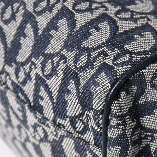 Christian Dior クリスチャンディオール ハンドバッグ トロッター ネイビー 総柄 コットンキャンバス ガリアーノ期 ジャガード織り 美品 中古 4a002925