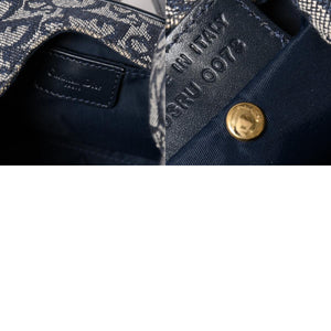 Christian Dior クリスチャンディオール ハンドバッグ トロッター ネイビー 総柄 コットンキャンバス ガリアーノ期 ジャガード織り 美品 中古 4a002925