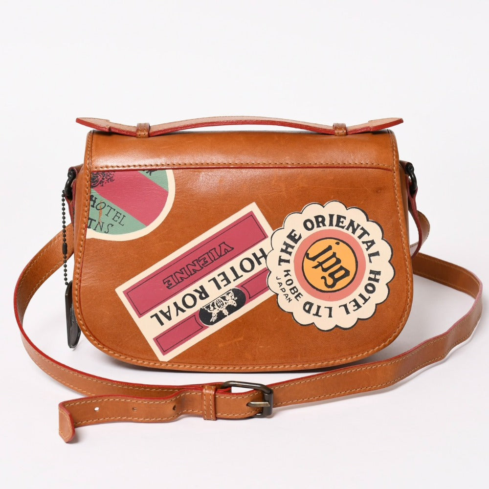Jean Paul Gaultier Shoulder Bag Handbag Brown Patch Flap Leather Used 4a003169