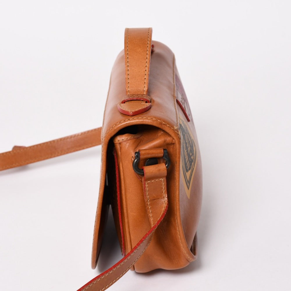 Jean Paul Gaultier ジャンポール・ゴルチェ ショルダーバッグ ハンドバッグ ブラウン ワッペン フラップレザー 中古 4a003169