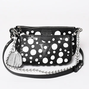 極美品 LOUIS VUITTON ルイヴィトン M46410 ミュルティ ポシェット アクセソワール ショルダーバッグ ブラック シルバー金具 モノグラム アンプラント 中古 4a003323
