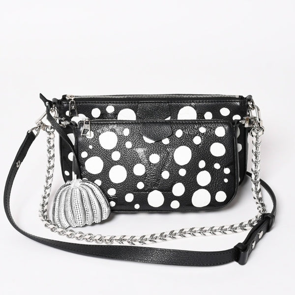 極美品 LOUIS VUITTON ルイヴィトン M46410 ミュルティ ポシェット アクセソワール ショルダーバッグ ブラック シルバー金具 モノグラム アンプラント 中古 4a003210