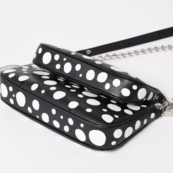 極美品 LOUIS VUITTON ルイヴィトン M46410 ミュルティ ポシェット アクセソワール ショルダーバッグ ブラック シルバー金具 モノグラム アンプラント 中古 4a003210