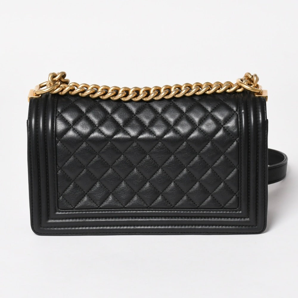 極美品 CHANEL シャネル ボーイシャネル 25 チェーンショルダーバッグ A67086 ランダム番台 ココマーク ラムスキン ブラック 中古 4a003211