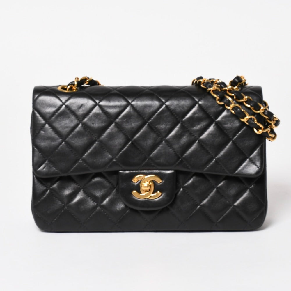 CHANEL Matelasse 23 W Flap W Chain Shoulder Bag A06434 4th Series Coco Mark Lambskin Black Good Condition Used 4a003322