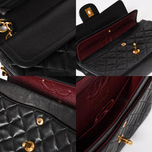 Load image into Gallery viewer, CHANEL シャネル マトラッセ23 Wフラップ Wチェーンショルダーバッグ A06434 4番台 ココマーク ラムスキン ブラック 美品 中古 4a003322