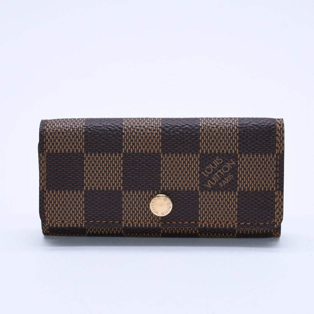 極美品 LOUIS VUITTON ルイヴィトン ダミエ ミュルティクレ4 キーケース N62631 エベヌ ブラウン ゴールド金具 中古 4a003330