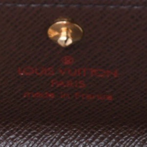 Very Good Condition LOUIS VUITTON Damier Multicle 4 Key Case N62631 Ebene Brown Gold Hardware Used 4a003330