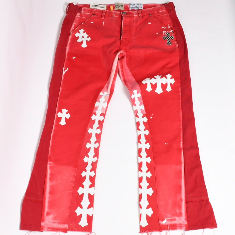 GALLERY DEPT Chrome Hearts Custom Denim Flare Pants Remake Paint Cross Patch Silver 925 32 Size Good Condition Used 4a002126