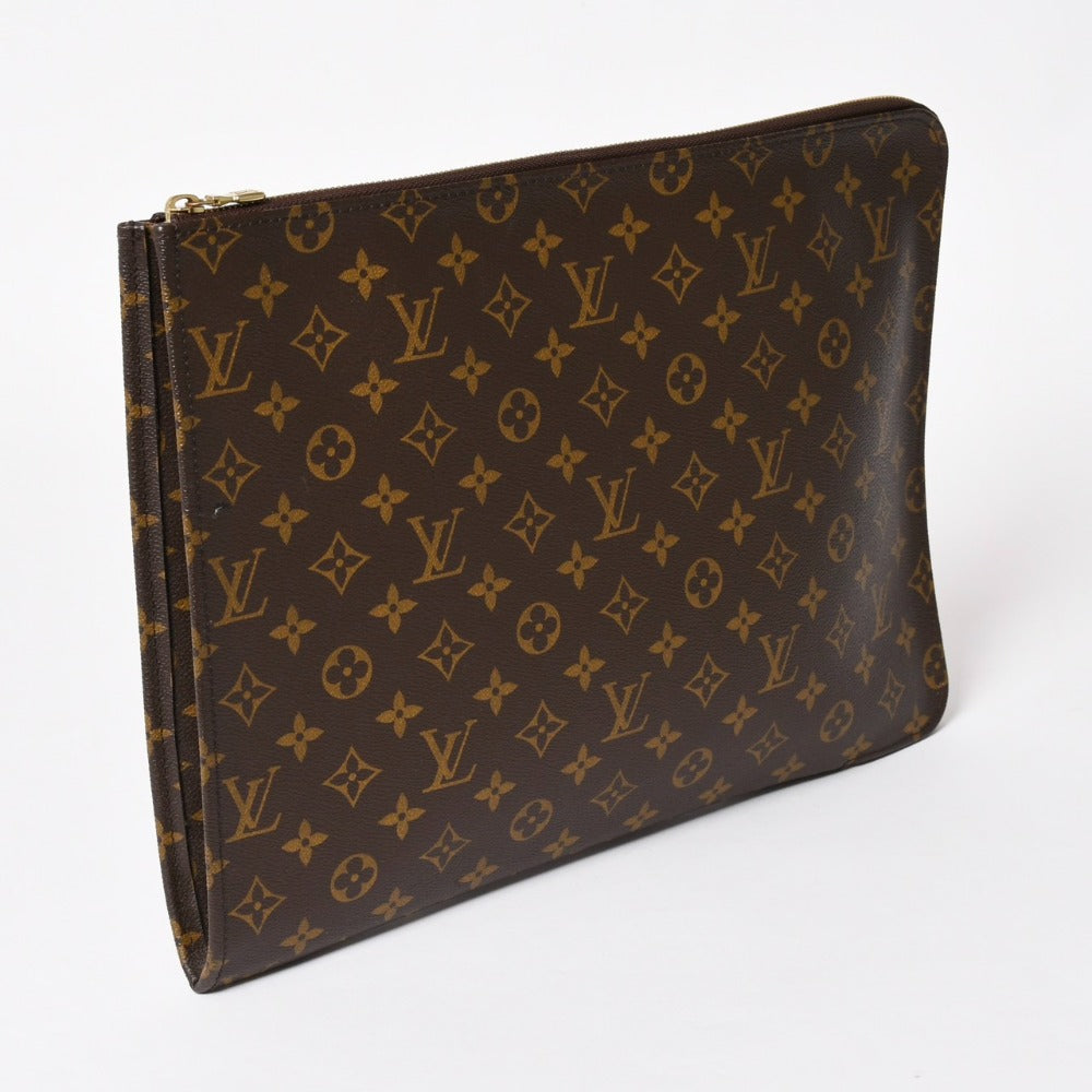 Very Good Condition LOUIS VUITTON Clutch Bag Posh Document M53456 Monogram PVC Gold Hardware Used 4a002850