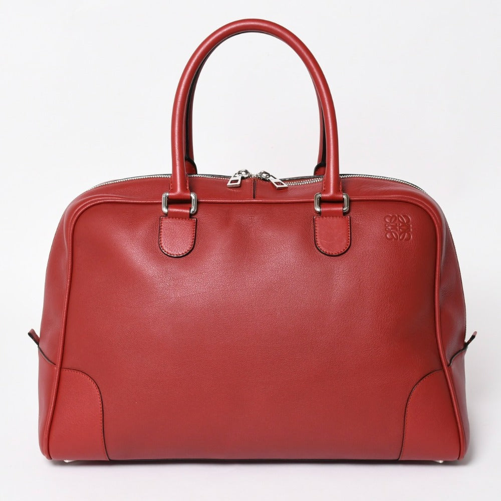 極美品 LOEWE ロエベ アマソナハンドバッグ レッド ハンドバッグ レザー シルバー金具 261409 4a001609