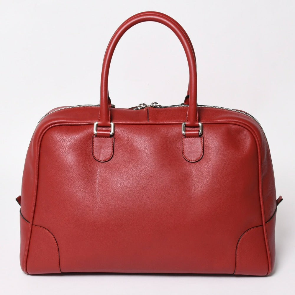 極美品 LOEWE ロエベ アマソナハンドバッグ レッド ハンドバッグ レザー シルバー金具 261409 4a001609