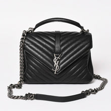 画像をギャラリービューアに読み込む, 極美品 SAINT LAURENT サンローラン カレッジ ショルダーバッグ ハンドバッグ 2way 428056 レザー ブラック シルバー金具 中古 4a003033