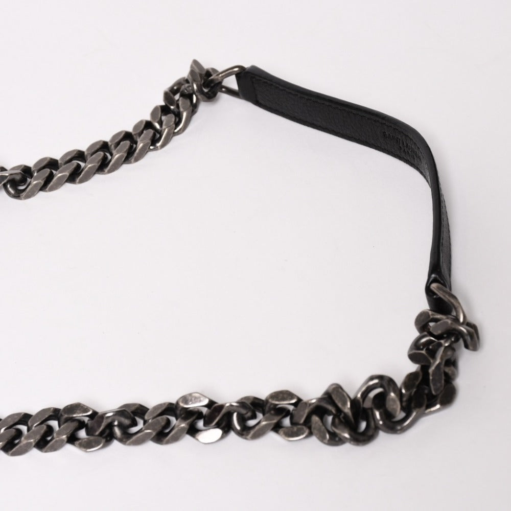極美品 SAINT LAURENT サンローラン カレッジ ショルダーバッグ ハンドバッグ 2way 428056 レザー ブラック シルバー金具 中古 4a003033