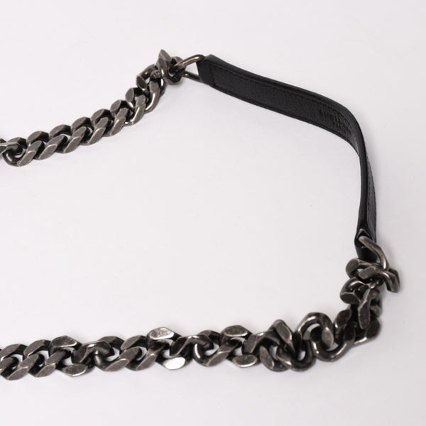 極美品 SAINT LAURENT サンローラン カレッジ ショルダーバッグ ハンドバッグ 2way 428056 レザー ブラック シルバー金具 中古 4a003033