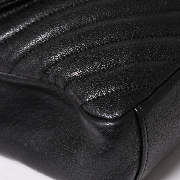 極美品 SAINT LAURENT サンローラン カレッジ ショルダーバッグ ハンドバッグ 2way 428056 レザー ブラック シルバー金具 中古 4a003033