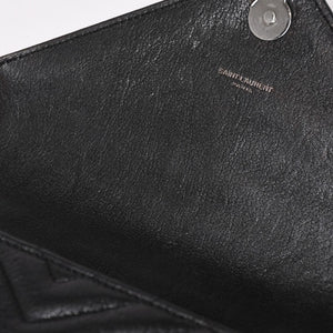 極美品 SAINT LAURENT サンローラン カレッジ ショルダーバッグ ハンドバッグ 2way 428056 レザー ブラック シルバー金具 中古 4a003033