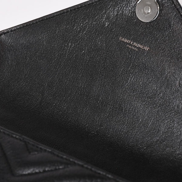 極美品 SAINT LAURENT サンローラン カレッジ ショルダーバッグ ハンドバッグ 2way 428056 レザー ブラック シルバー金具 中古 4a003033