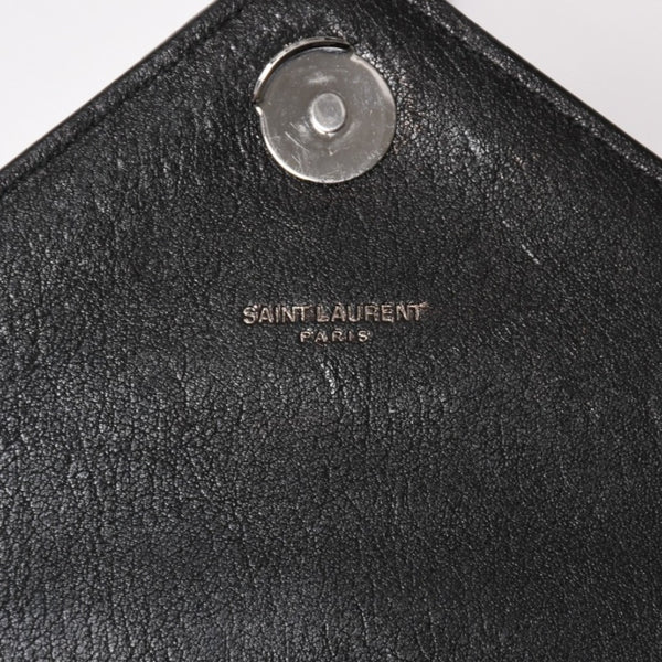 極美品 SAINT LAURENT サンローラン カレッジ ショルダーバッグ ハンドバッグ 2way 428056 レザー ブラック シルバー金具 中古 4a003033