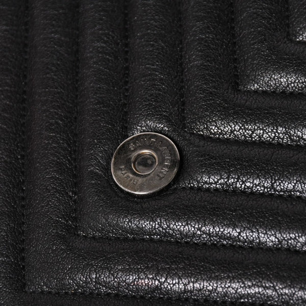 極美品 SAINT LAURENT サンローラン カレッジ ショルダーバッグ ハンドバッグ 2way 428056 レザー ブラック シルバー金具 中古 4a003033
