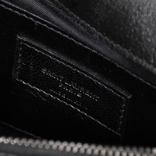 極美品 SAINT LAURENT サンローラン カレッジ ショルダーバッグ ハンドバッグ 2way 428056 レザー ブラック シルバー金具 中古 4a003033