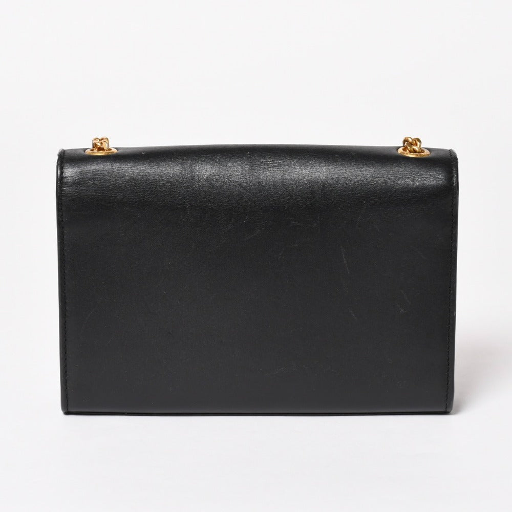 Very good condition SAINT LAURENT Saint Laurent shoulder bag gold black YSL logo gold hardware used 4a002516