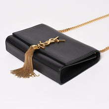 画像をギャラリービューアに読み込む, 極美品 SAINT LAURENT サンローラン ショルダーバッグ ゴールド ブラック YSLロゴ ゴールド金具 中古 4a002516