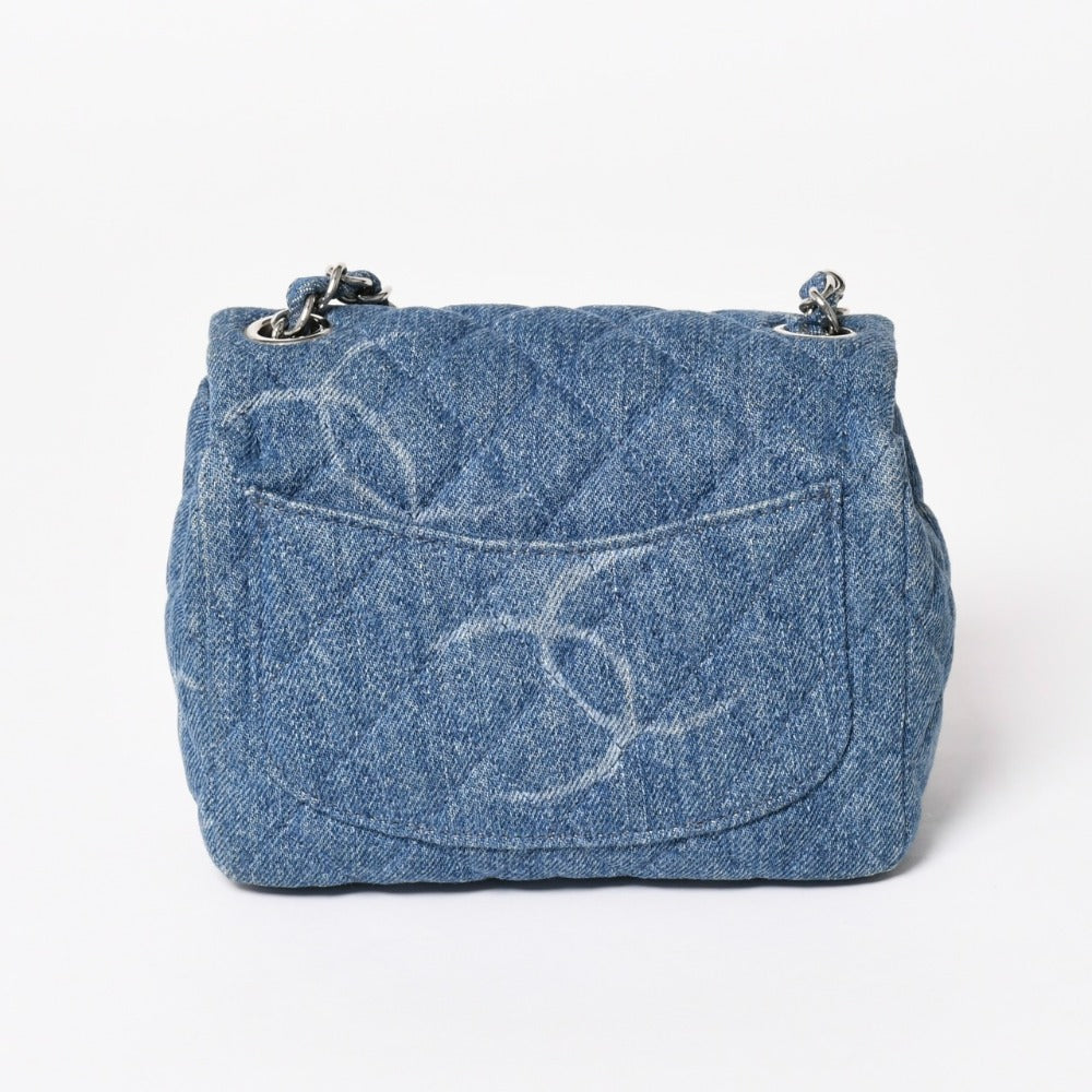 極美品 CHANEL シャネル ミニマトラッセ16 Sフラップ Sチェーンショルダーバッグ 30番台 ココマーク デニム ブルー 中古 4a003326