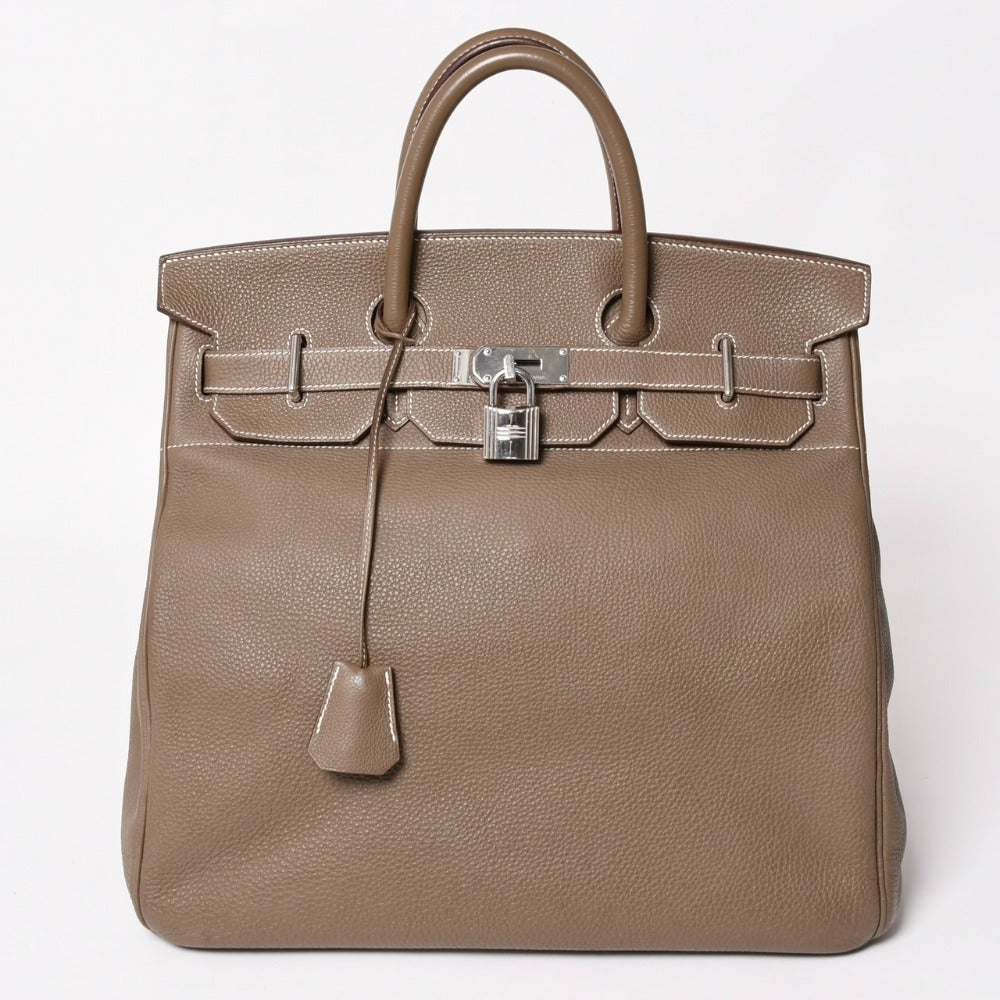 極美品 HERMES エルメス Haut a Courroies オータクロア40 ハンドバッグ エトゥープ トリヨンクレマンス SV シルバー金具 T刻印 中古 4a003391