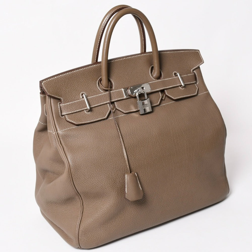 極美品 HERMES エルメス Haut a Courroies オータクロア40 ハンドバッグ エトゥープ トリヨンクレマンス SV シルバー金具 T刻印 中古 4a003391